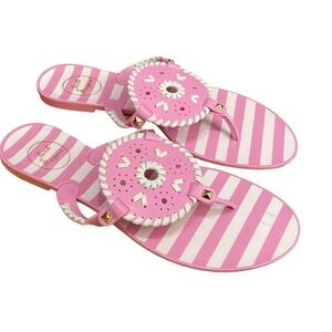 Jack Rogers Womens Stripe Jelly Thong Sandal Open Toe Pink Size 10 shoes flip
